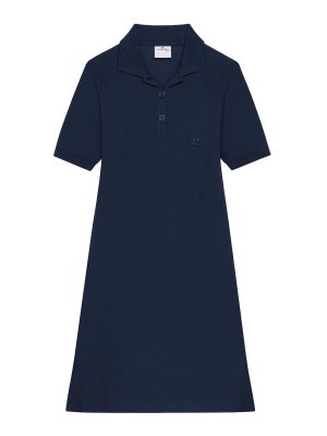 Courreges: short dresses - Blue Navy Short-Sleeve Mini Dress