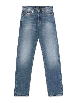 VERSACE: bootcut jeans - Wide-Leg Long Jeans In Cotton