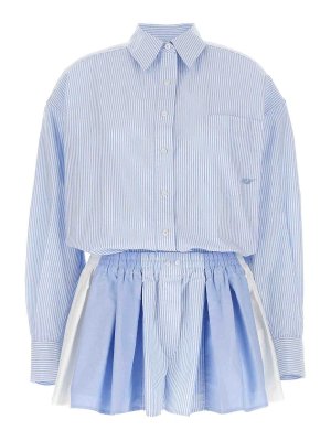 ALEXANDER WANG: jumpsuits - Prestyled Pleated Boxer Romper Jumpsuit