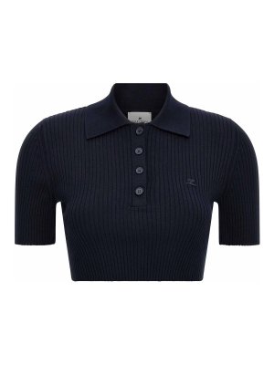 Courreges: polo shirts - Ribbed Polo Shirt