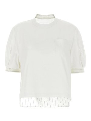 Sacai: t-shirts - Organza T-Shirt