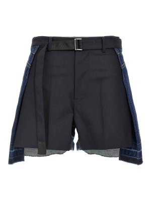 Sacai: Trousers Shorts - Wool Insert Shorts