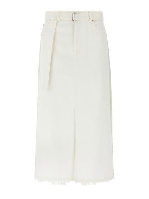 Sacai: Knee length skirts & Midi - Pleated Denim Skirt