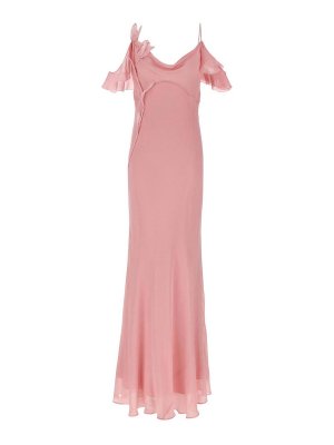 Self Portrait: maxi dresses - Pink Georgette Flower Maxi Dress