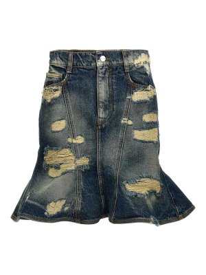 MARC JACOBS: Knee length skirts & Midi - The Rip And Repair Straight Jean Skirt