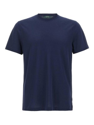 Tシャツ・カットソー ZANONE SS25 Linen cotton t-shirt (810184Z1353 Z0913) Zanone Linen Cotton T-Shirt - Blue - Men | 810184Z1353Z1222