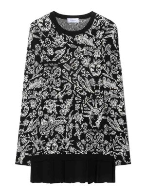 OFF-WHITE: ニーレングスドレス - 膝丈ドレス - 黒