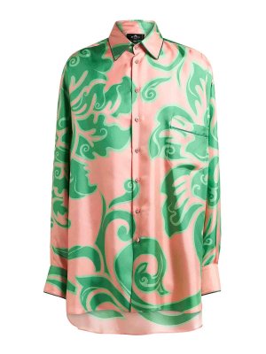 ETRO: shirts - Pink Silk And Viscose Pajama-Style Shirt