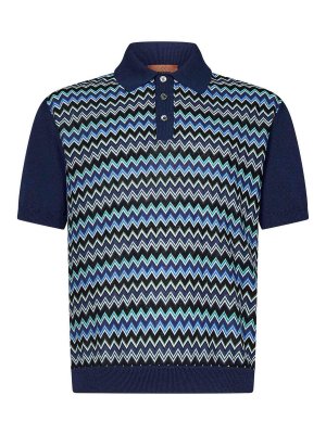 Tシャツ・カットソー MISSONI Men Polo Shirts US24SL0J BJ00E5S72EQ BLUE Missoni Man Polo Shirt Azure Size Xl Cotton In S72eq | ModeSens