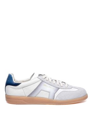 SANTONI: trainers - White And Grey And Blue Leather And Suede Dbs