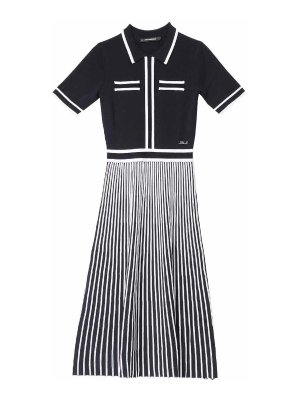 KARL LAGERFELD: knee length dresses - Pleated Knit Dress