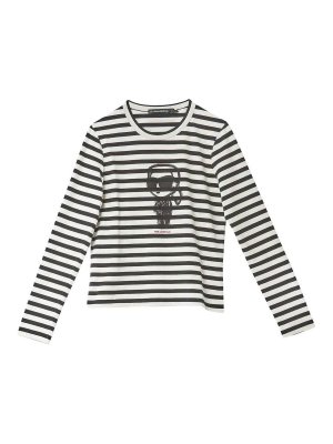 KARL LAGERFELD: Top e canotte - Ikon Stampa Stripe LSLV Top