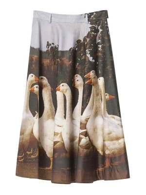 Moschino★Cotton Long Skirt Moschino x Popeye And Olive Oyl illustration-style-print