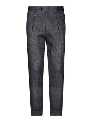 Paolo Pecora: pantaloni casual - Panta Pince Lino EF Denim