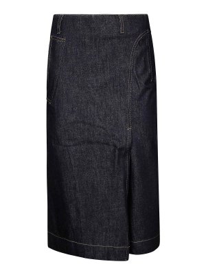 VICTORIA BECKHAM: Knielange und Midi Röcke - Midirock - Jeansblau