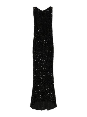 ELISABETTA FRANCHI: evening dresses - Red Carpet Dress In Sequins With Logo Detail