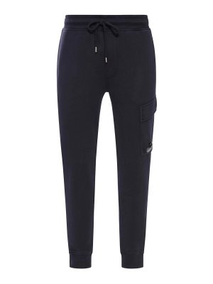 C.P. COMPANY: tracksuit bottoms - Cotton Diagonal Fleece Cargo Sweatpants
