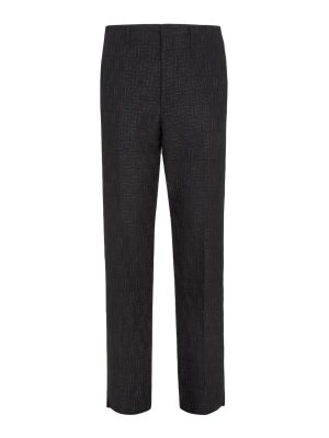 FENDI: casual trousers - Black Linen Jacquard Trousers