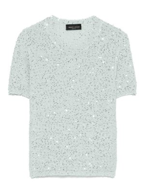 ROBERTO COLLINA: Strickpullover mit Rundhalsausschnitt - Rundhalspullover - Hellblau