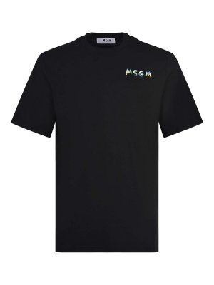 Tシャツ・カットソー MSGM Men T-shirt Black 3840MM123257128 02 MSGM logo-print Cotton T-shirt | Black | FARFETCH