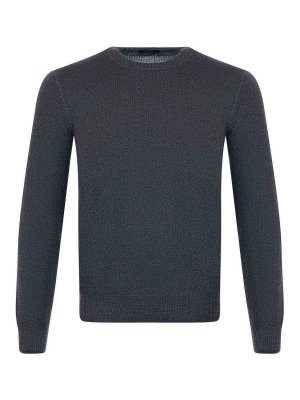 FAY: Strickpullover mit Rundhalsausschnitt - Rundhalspullover - Grau