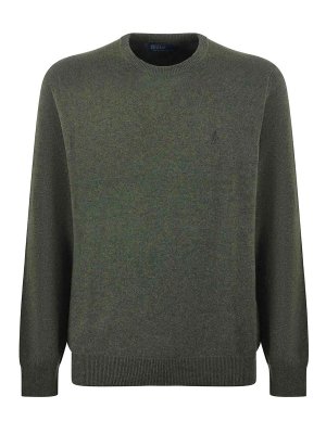 POLO RALPH LAUREN: Strickpullover mit Rundhalsausschnitt - Rundhalspullover - Dunkelgrün