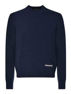 DSQUARED2: Strickpullover mit Rundhalsausschnitt - Rundhalspullover - Blau