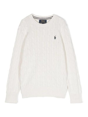RALPH LAUREN: Strickpullover mit Rundhalsausschnitt - Rundhalspullover - Weiß