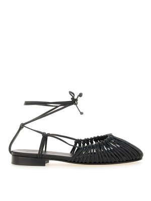 シューズ・サンダルその他 HEREU Woman Shoes Black WFALBE BLACK BENA - Interwoven Knotted T-bar Sandal – Hereu Studio