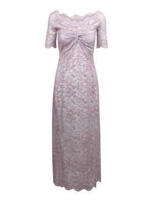 RABANNE: evening dresses - Long lace dress with silver induction