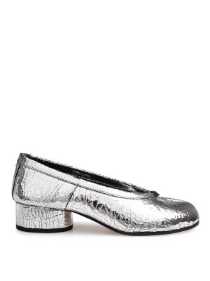 Maison Margiela: flat shoes - Silver -color mirror tabi dancer