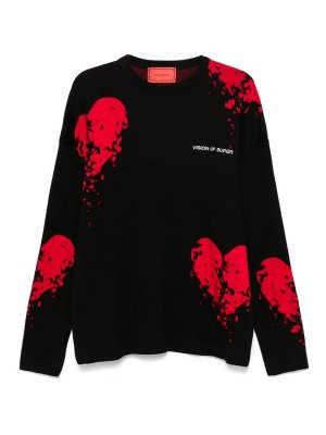 VISION OF SUPER: Strickpullover mit Rundhalsausschnitt - Rundhalspullover - Schwarz