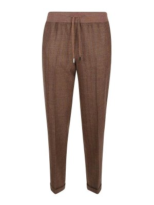パンツ PAROSH Women Straight Pants D232445 CANYOX25 003 SABBIA BROW Georgette High Waisted Straight Leg Pants - Black - Petal