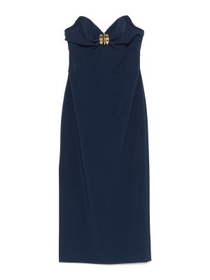 ELISABETTA FRANCHI: knee length dresses - Midi dress in cracks with bow