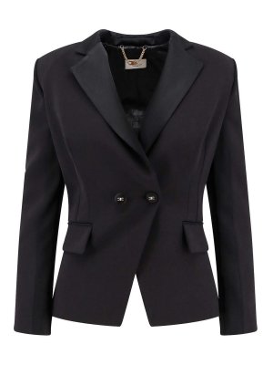 ELISABETTA FRANCHI 25SS ワンピース ブラック系 完売必至♡】ELISABETTAFRANCHI ウール ミディドレス