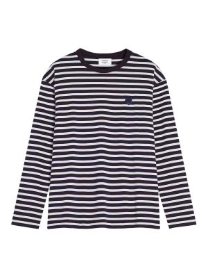 MAISON KITSUNÉ: Escotes barcos - Suéter Con Escote Barco - Azul