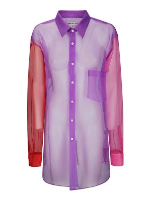 COMME DES GARCONS: bluse - Camicia in taffet trasparente bicolore