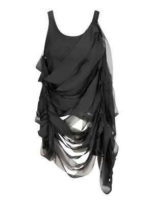 MARIA CALDERARA: Top e canotte - Top in cotone senza maniche a costine