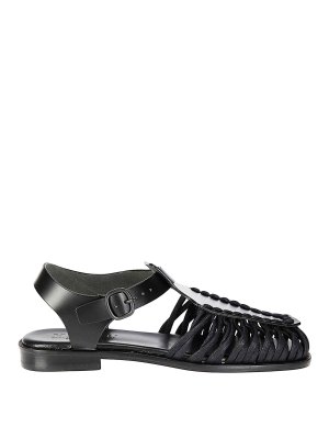 シューズ・サンダルその他 HEREU Woman Shoes Black WFALBE BLACK BENA - Interwoven Knotted T-bar Sandal – Hereu Studio