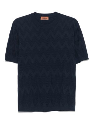 MISSONI: T-shirts - T-Shirt - Bleu Foncé