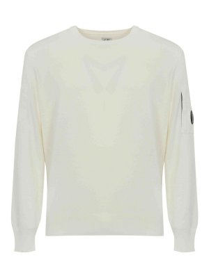 C.P. COMPANY: Pull col rond - Pull Col Rond - Blanc