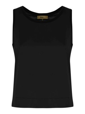 HERNO: Tops & Tank tops - Black Satin Top