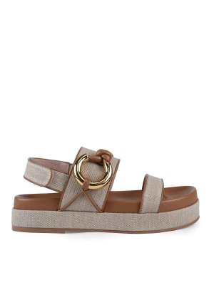 COCCINELLE: sandals - Carmy Sandals In Leather And Fabric