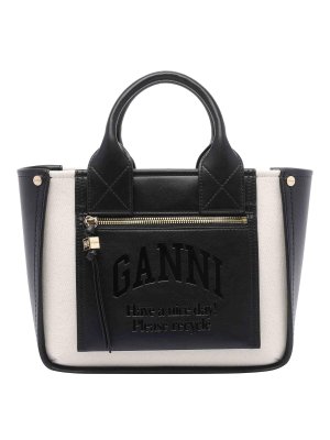 GANNI: shopper - Piccola tasca nera Tote Bag