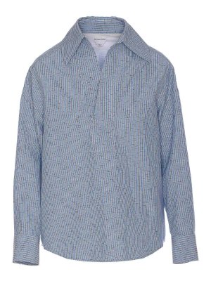BOTTEGA VENETA: shirts - Cotton And Linen Stripe Shirt
