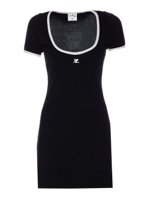 Courreges: Knielange Kleider - Knielanges Kleid - Schwarz