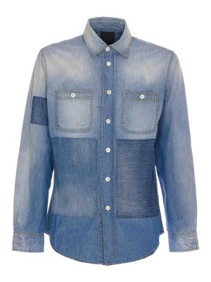 GIVENCHY: shirts - Patchwork Denim Shirt