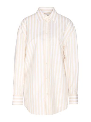 SAINT LAURENT: shirts - Beige And White Striped Shirt