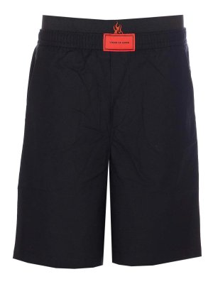 VISION OF SUPER: pantaloni shorts - Pantaloncini da fiamme ricamate