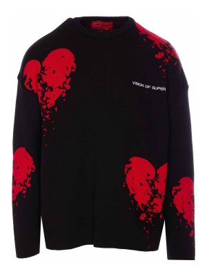 VISION OF SUPER: Strickpullover mit Rundhalsausschnitt - Rundhalspullover - Schwarz